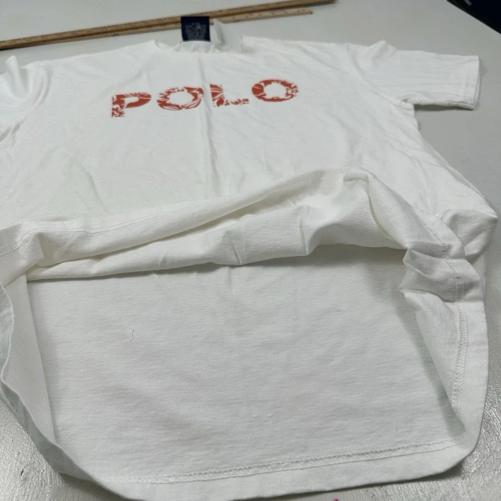 NEW VTG Polo‎ Sport Ralph Lauren Spell Out T Shirt Men Medium White Logo 90s Y2K